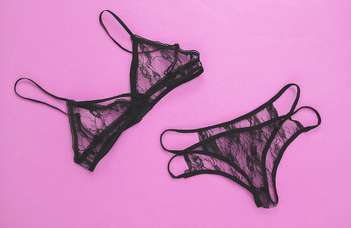 Set,Of,Sexy,Lingerie,On,A,Pink,Background